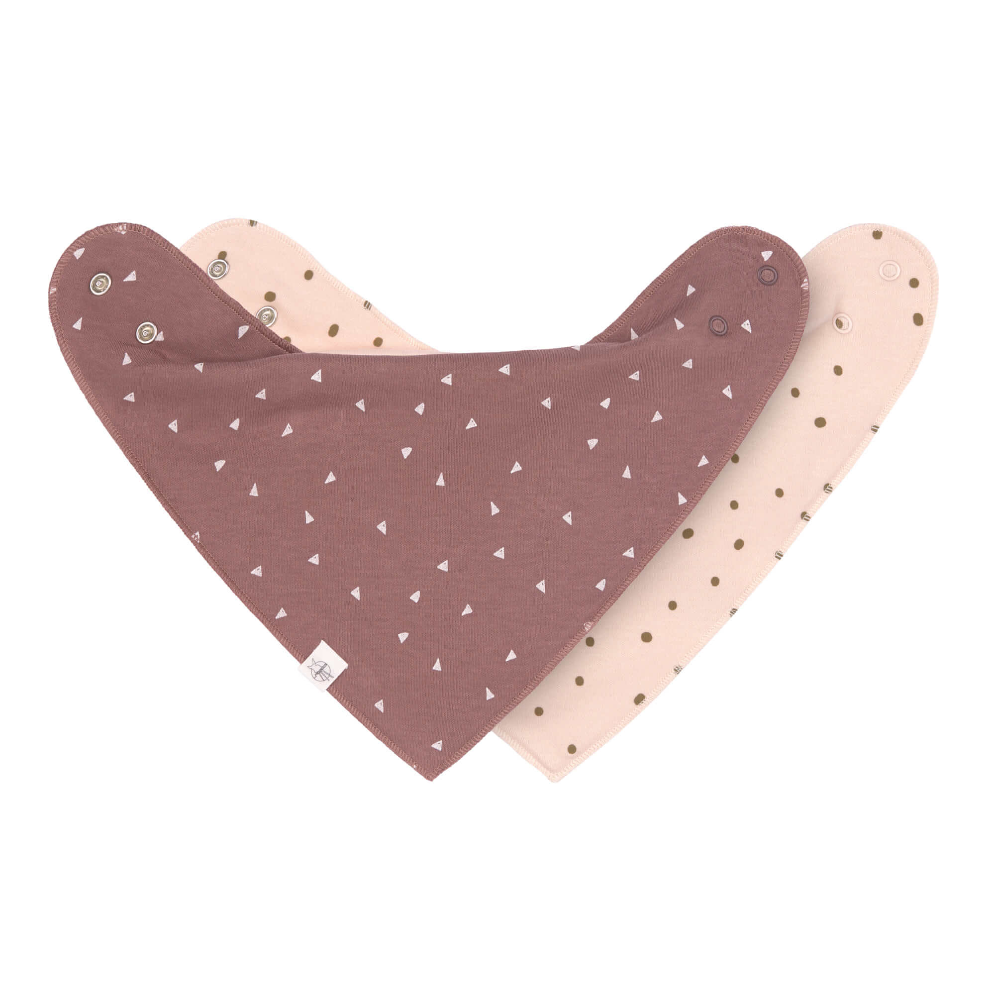 Doppelpack Dreiecks-Halstücher aus Bio-Baumwolle GOTS "Dots Powder Pink/Triangl Cinnamon" kiglu-laessig-halstuch-dots