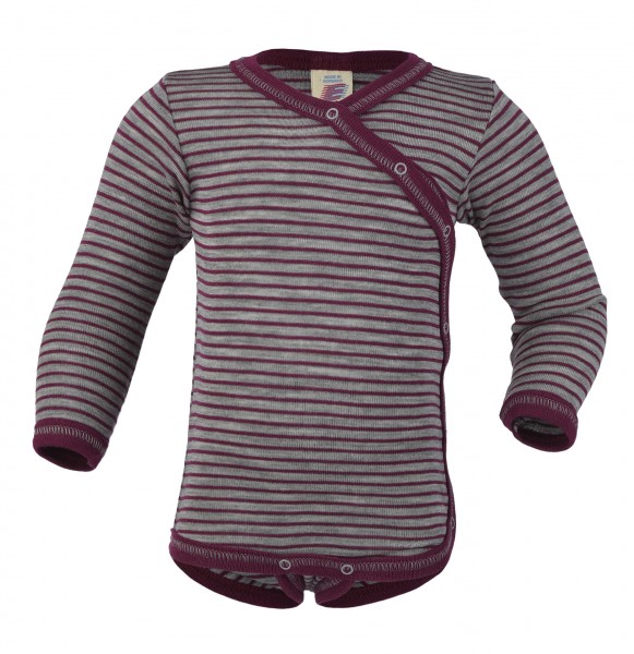 Bio Baby-Wickelbody langarm Hellgrau/ Orchidee engel-bio-baby-wickelbody-langarm-melange-orchidee-30122