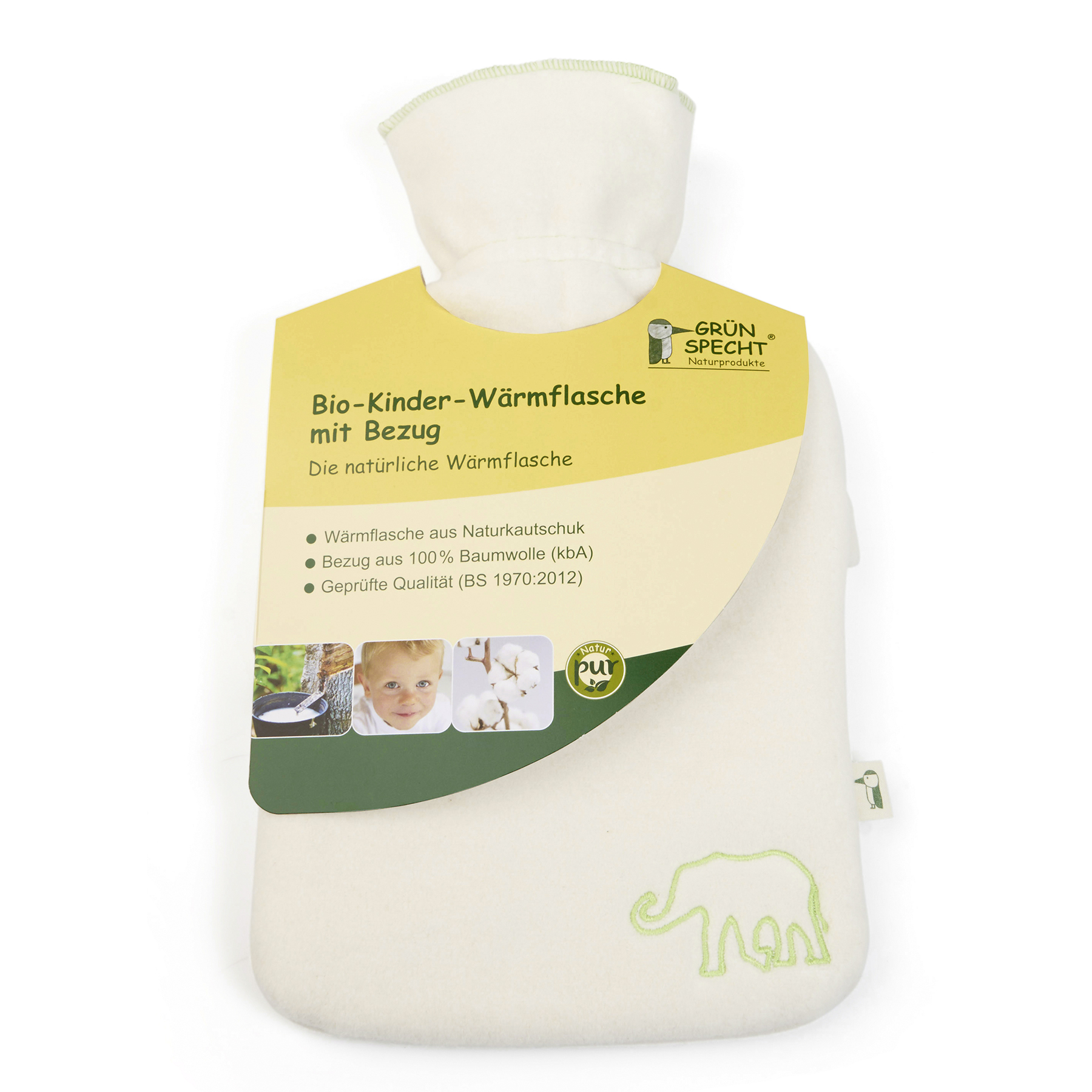 Grünspecht - Bio Wärmflasche für Kinder