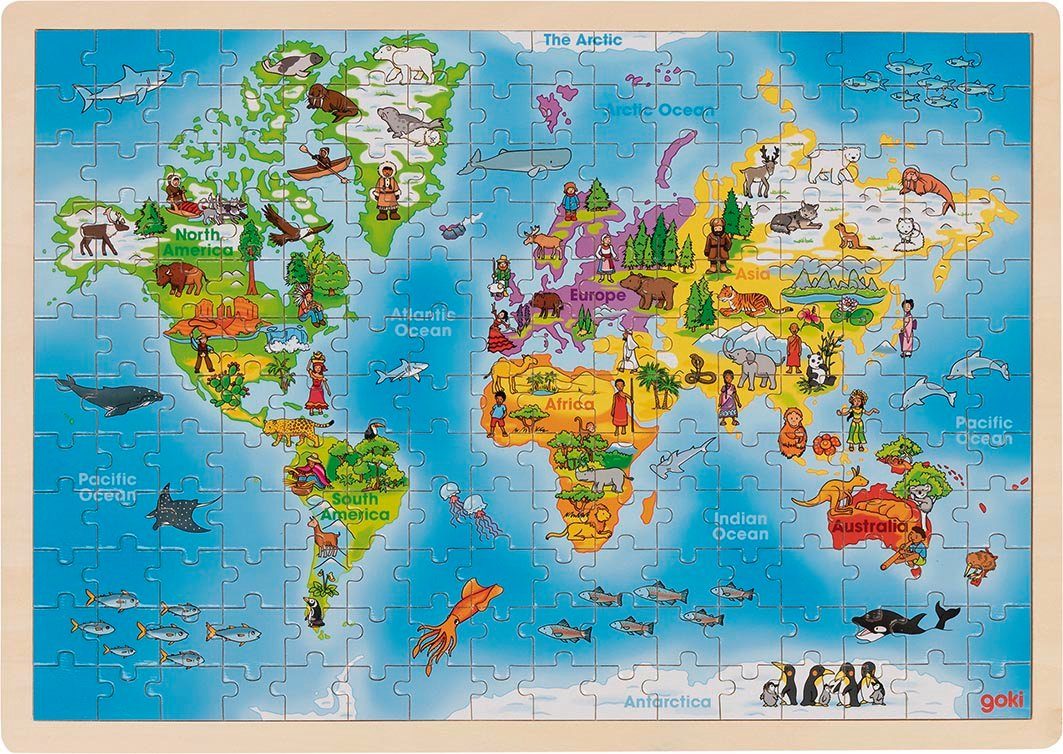 Goki Einlegepuzzle Welt KIGLU-GOKI-HOLZPUZZLE