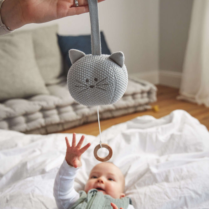 Baby-Spieluhr aus Bio-Baumwolle "Little Chums Cat" 