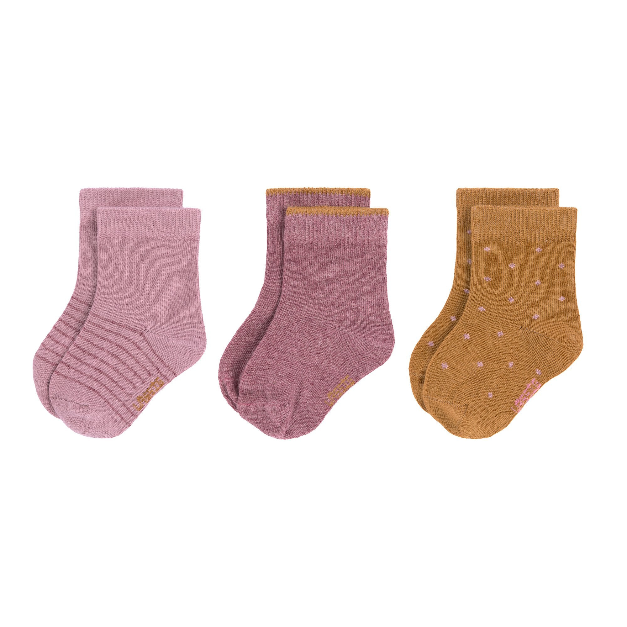 Kinder-Socken (3er-Pack) aus Bio-Baumwolle GOTS - "Rosewood" kiglu-laessig-socken4