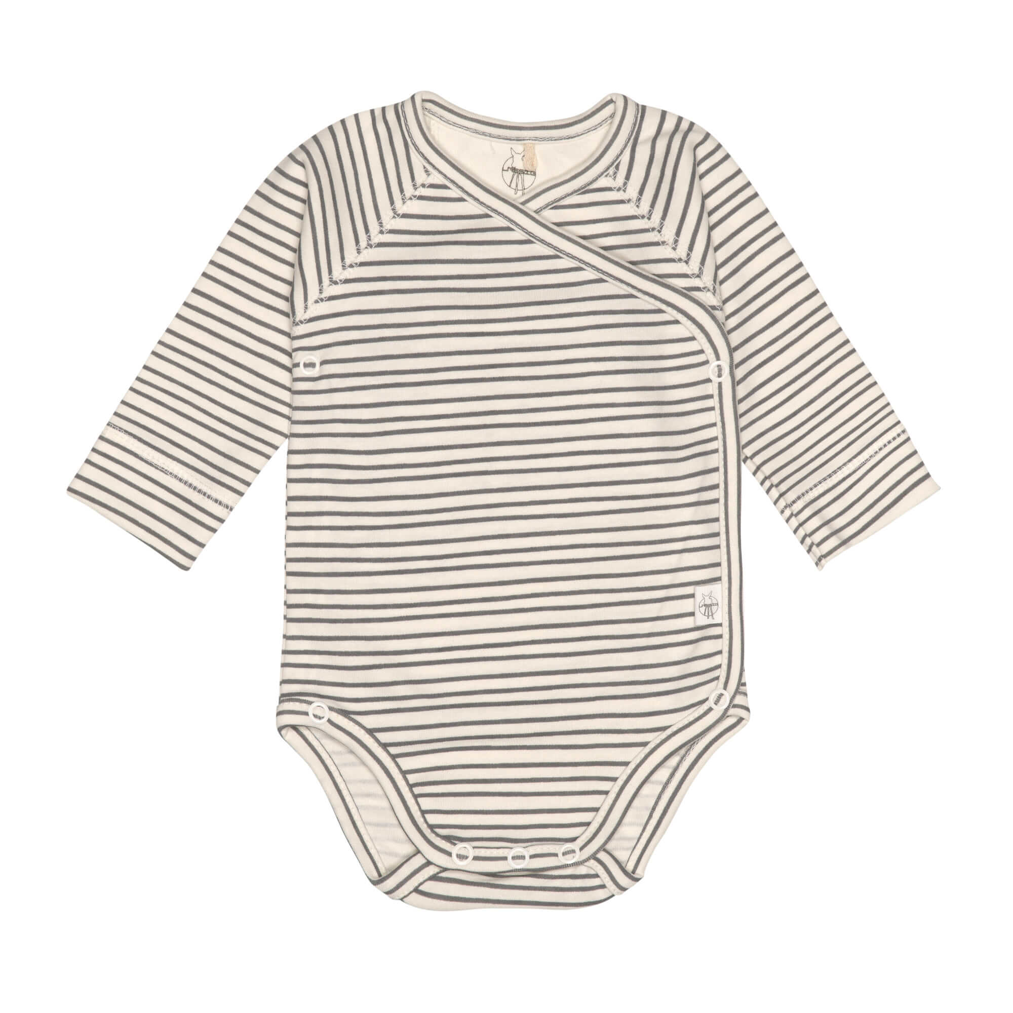 Langarm Baby-Body GOTS "Gestreift Grau" kiglu-laessig-body-gestreift