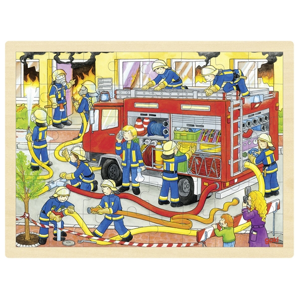 Goki Einlegepuzzle Feuerwehreinsatz KIGLU-GOKI-EINLEGEPUZZLE