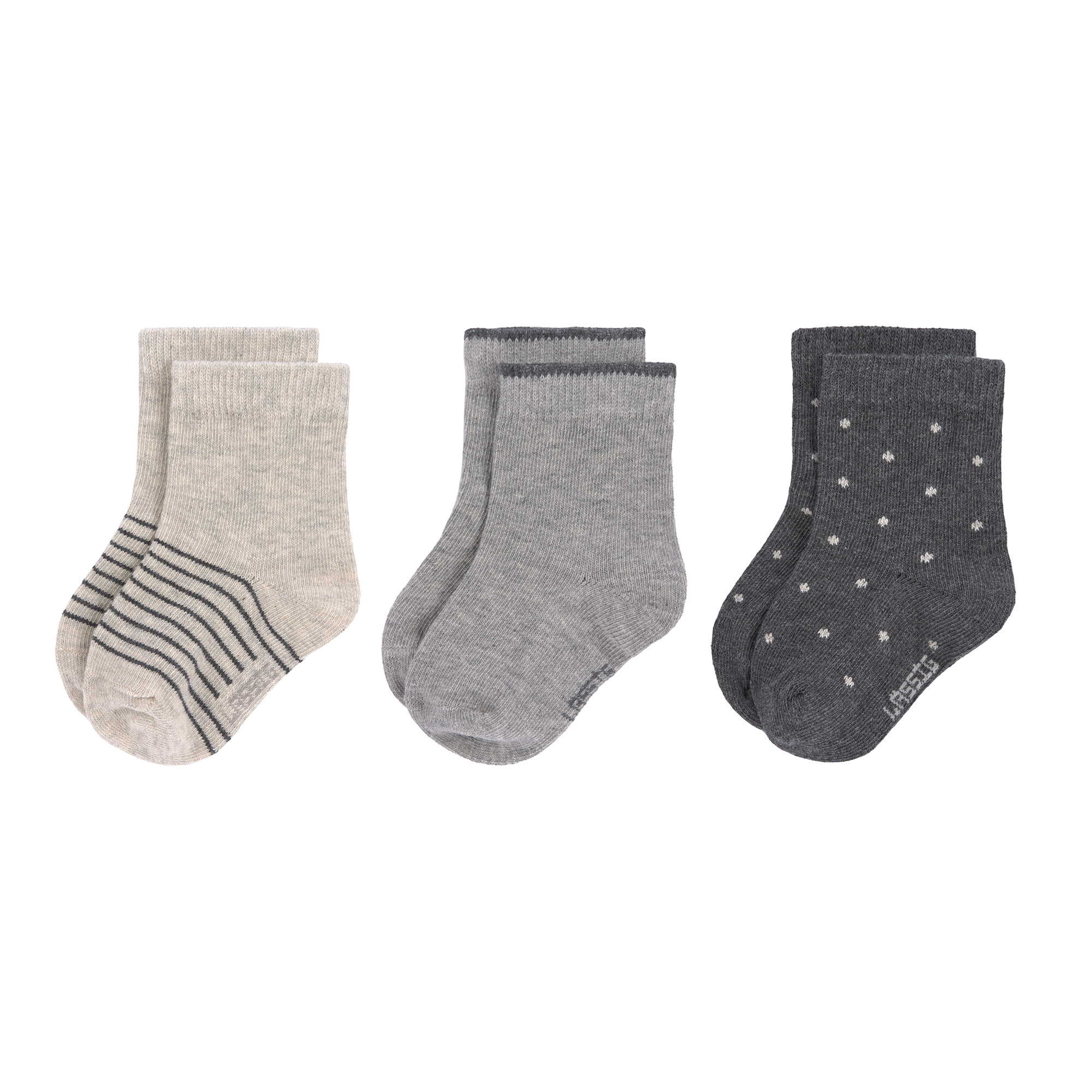 Kinder-Socken (3er-Pack) aus Bio-Baumwolle GOTS - "Grey" 