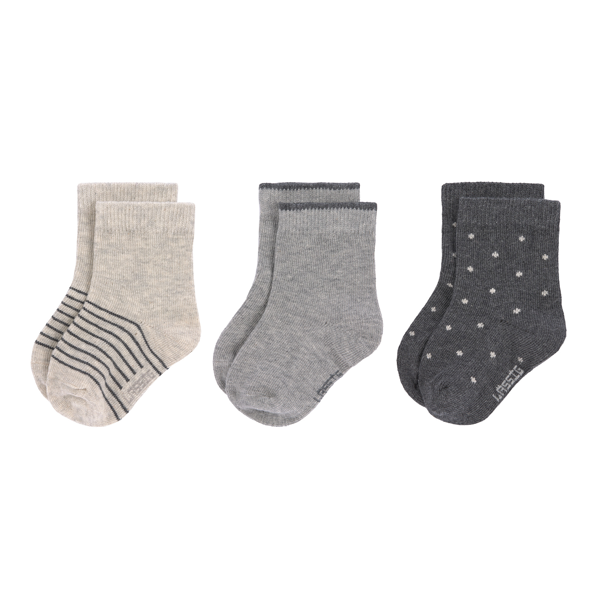 Kinder-Socken (3er-Pack) aus Bio-Baumwolle GOTS - "Grey" kiglu-laessig-socken8