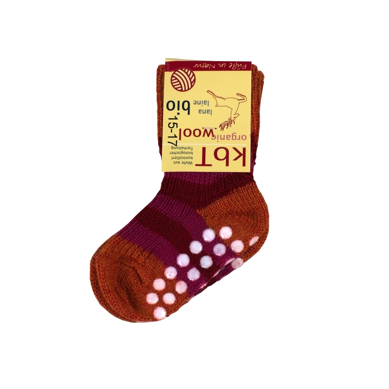 Bio-Ringelsocken aus Schurwolle mit Stopper hirsch-natur-stoppersocken-rot-mango-himbeer-40134-5 1280x1280