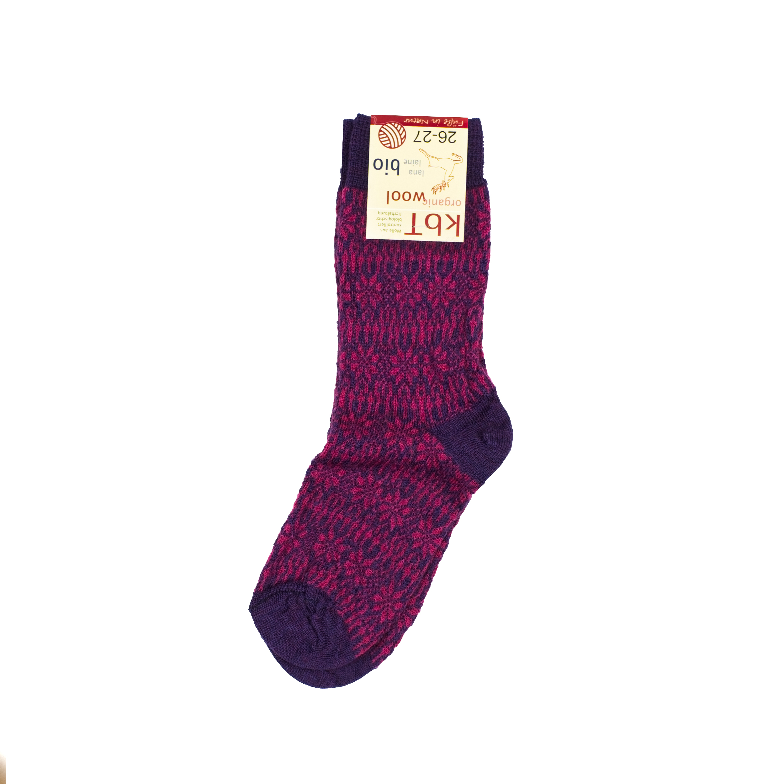 Bio-Feinstricksocken 100% Schurwolle Pink hirsch-natur-feinstricksocke-lila-pink-40135