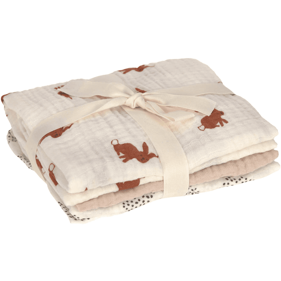 LÄSSIG - Spucktücher/ Mulltücher (3 Stk) M - Little Forest Rabbit laessig-mulltuecher-m-3er-pack-little-forest-rabbit-60-x-60-cm-a403504 (2)
