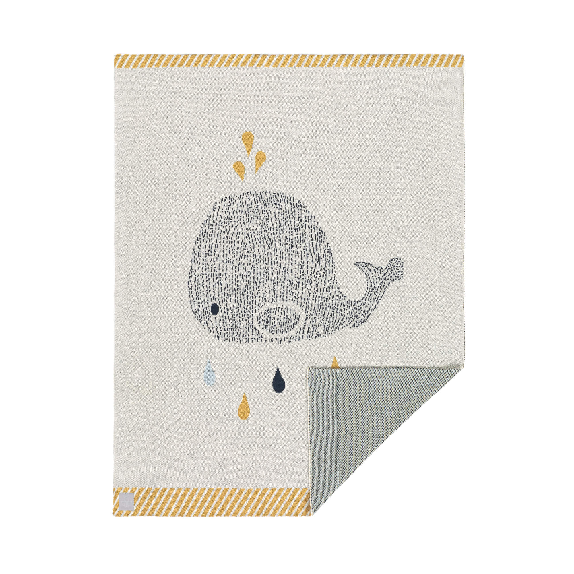 Baby-Decke GOTS "Little Water Whale" 75x100 cm kiglu-laessig-decke-wal