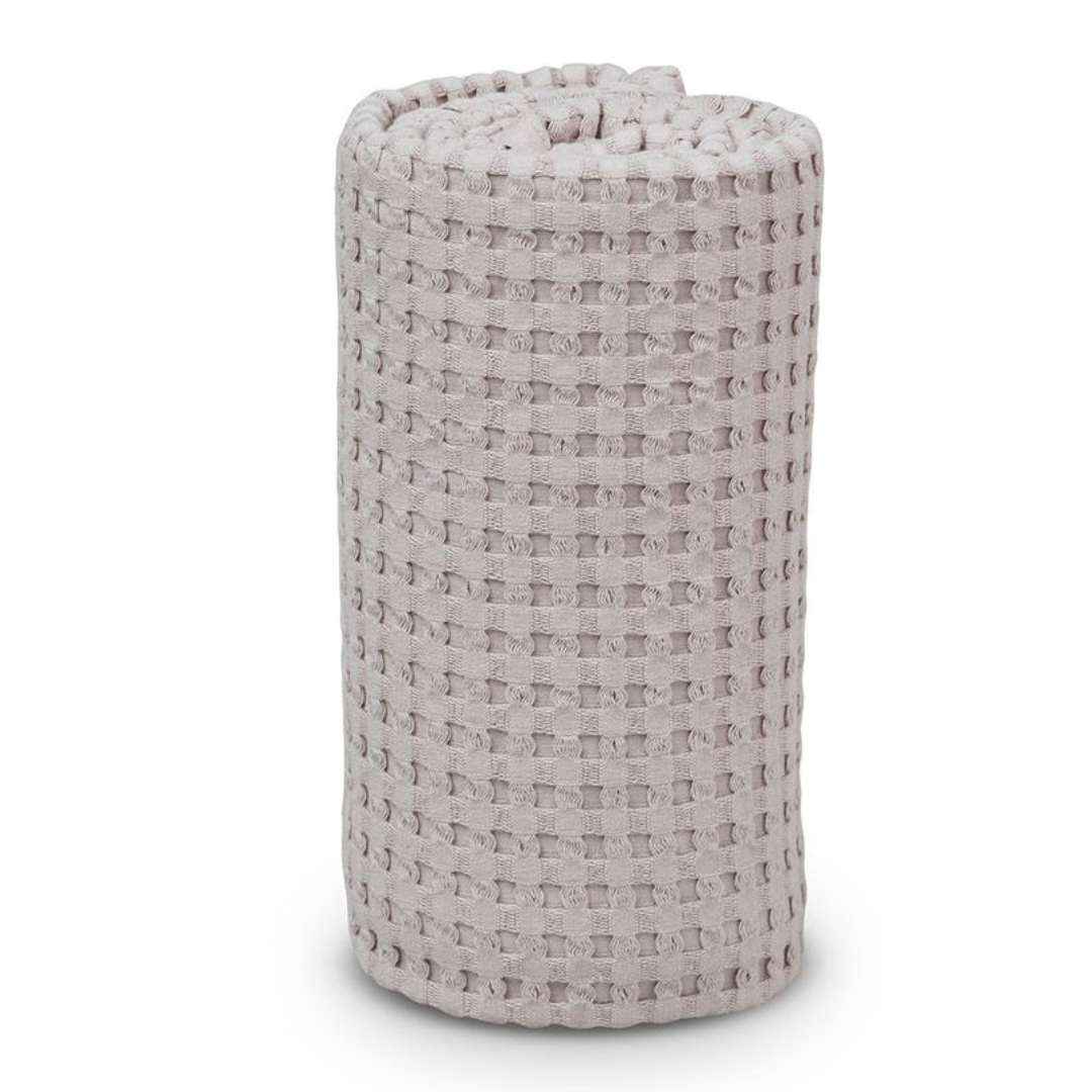LULUJO - Baumwoll Babydecke "Waffelpiquet Sand/Grau" KIGLU-BABYDECKE-BRAUN1
