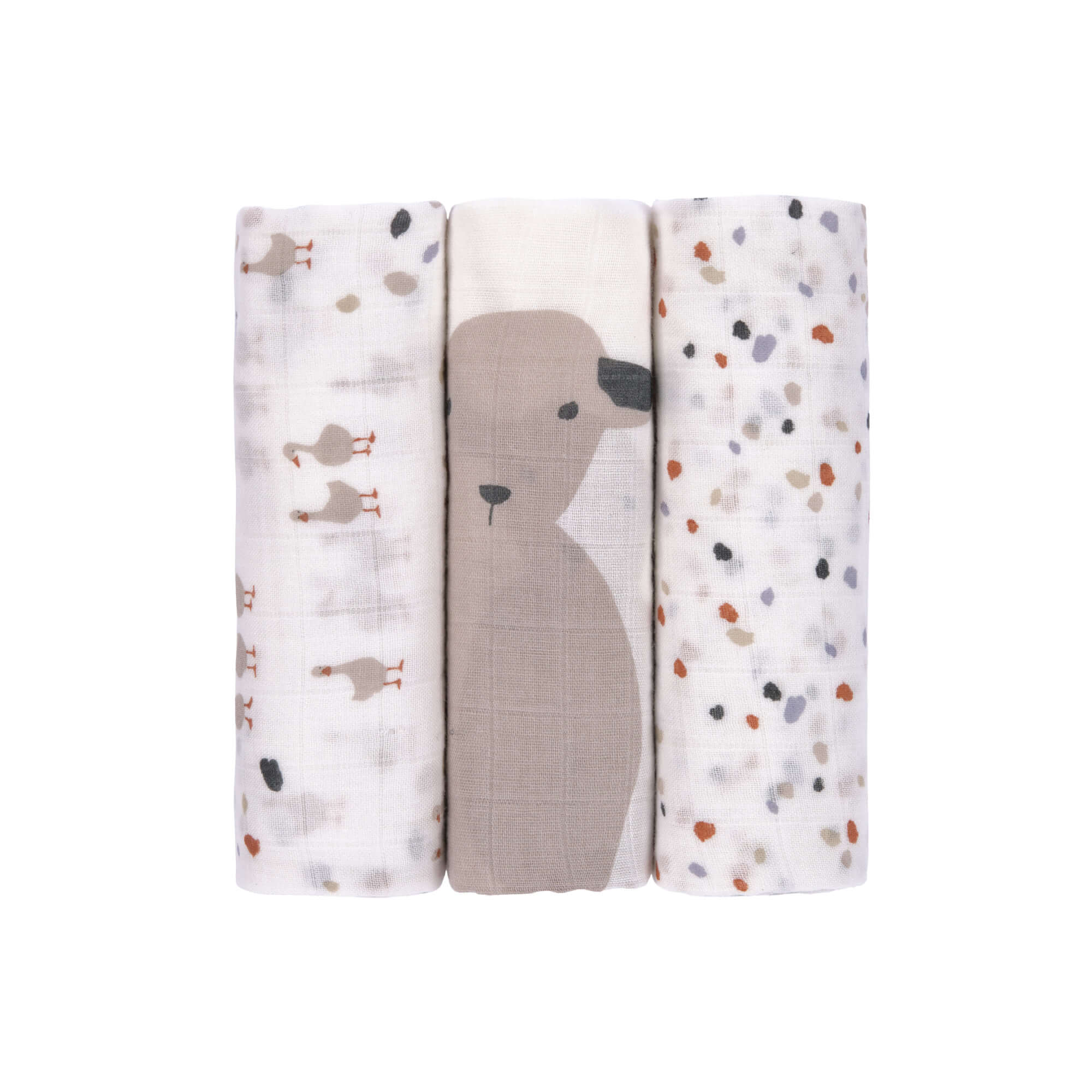 Mulltücher (3 Stk) "Tiny Farmer Speckles" L laessig-swaddle-speckles3