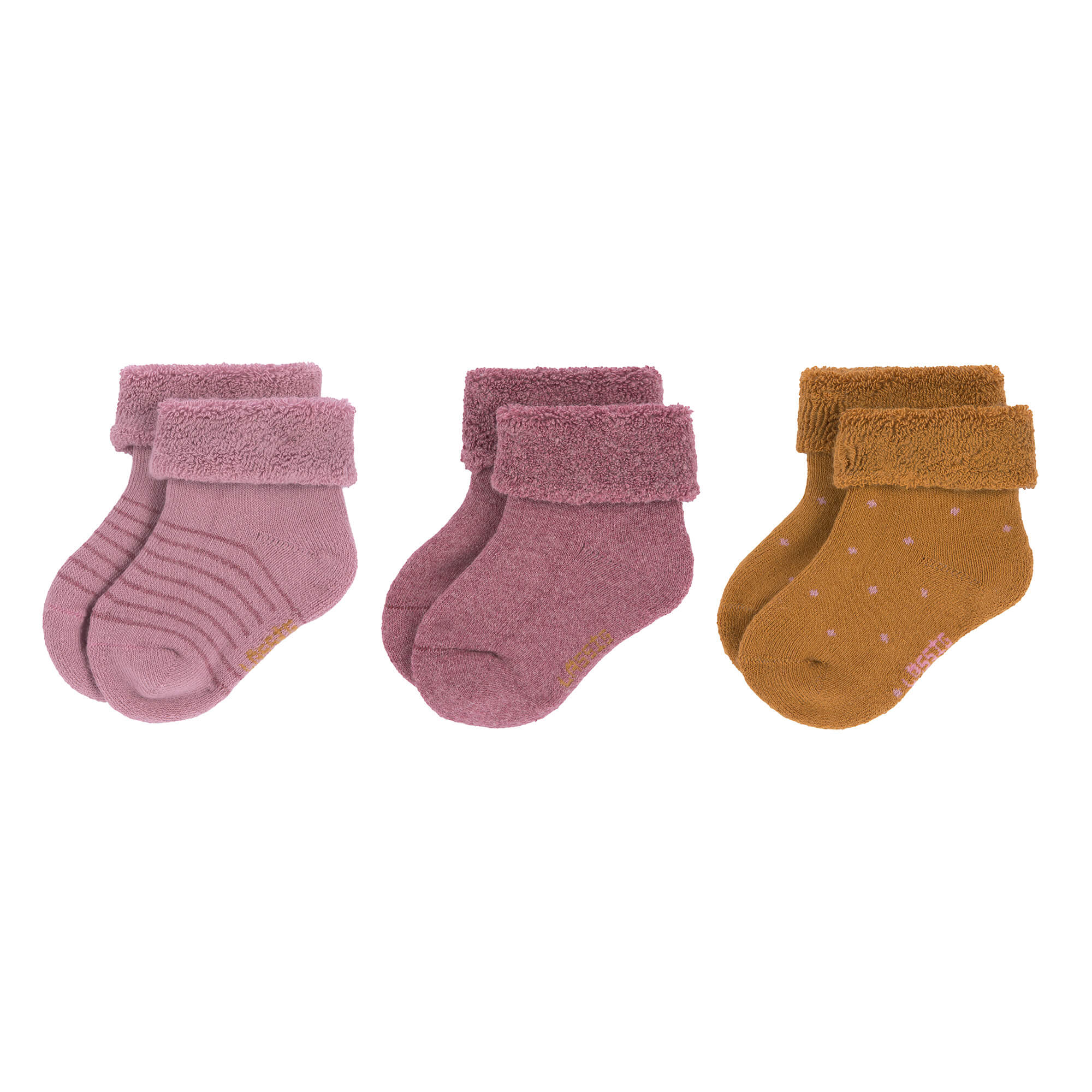 Baby-Socken aus Bio-Baumwolle (3er-Pack)  GOTS - "Rosewood" kiglu-laessig-babysocken1