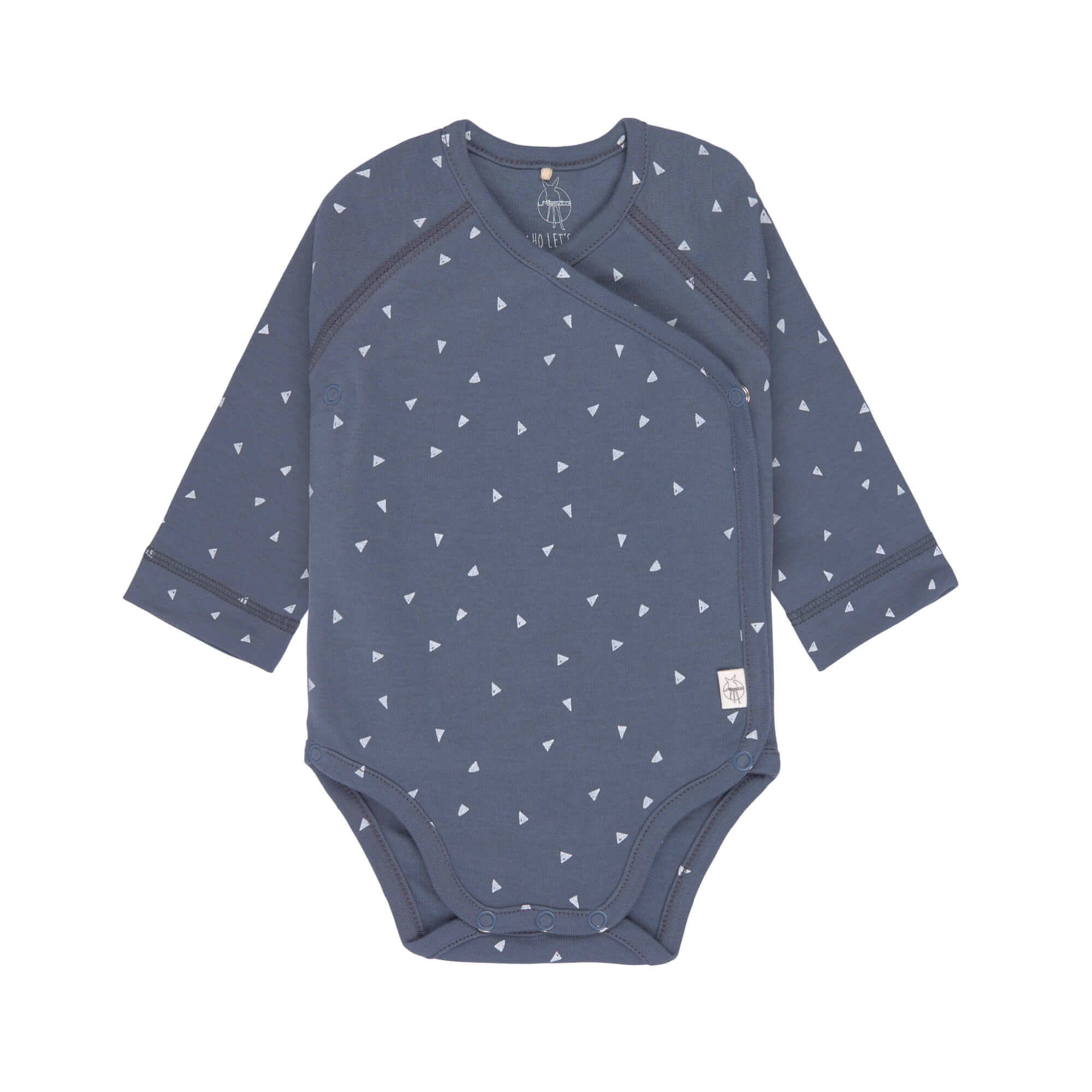 Langarm Baby-Body GOTS "Triangle Blue" kiglu-laessig-body-blau4